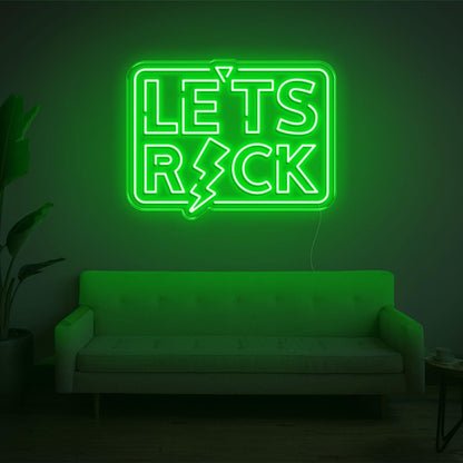 Lets Rock Blue Lightning Led Neon Sign For Living Room Lounge | Shineneon