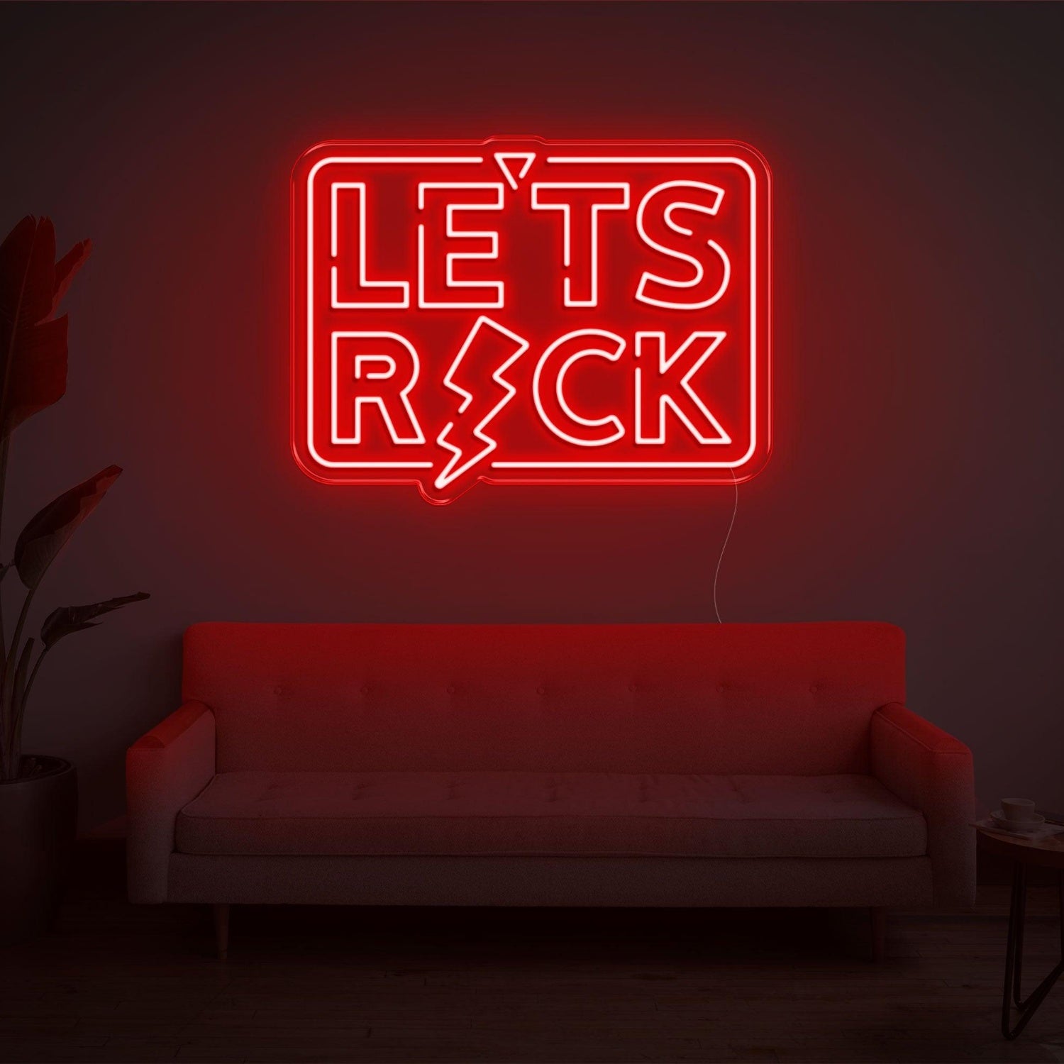 Lets Rock Blue Lightning Led Neon Sign For Living Room Lounge | Shineneon