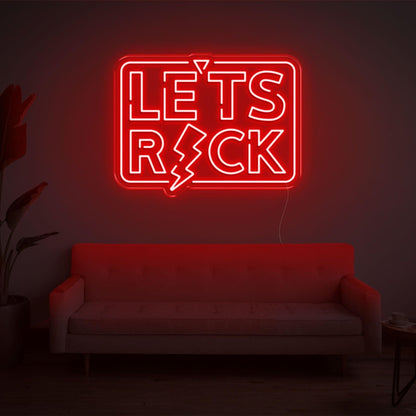 Lets Rock Blue Lightning Led Neon Sign For Living Room Lounge | Shineneon