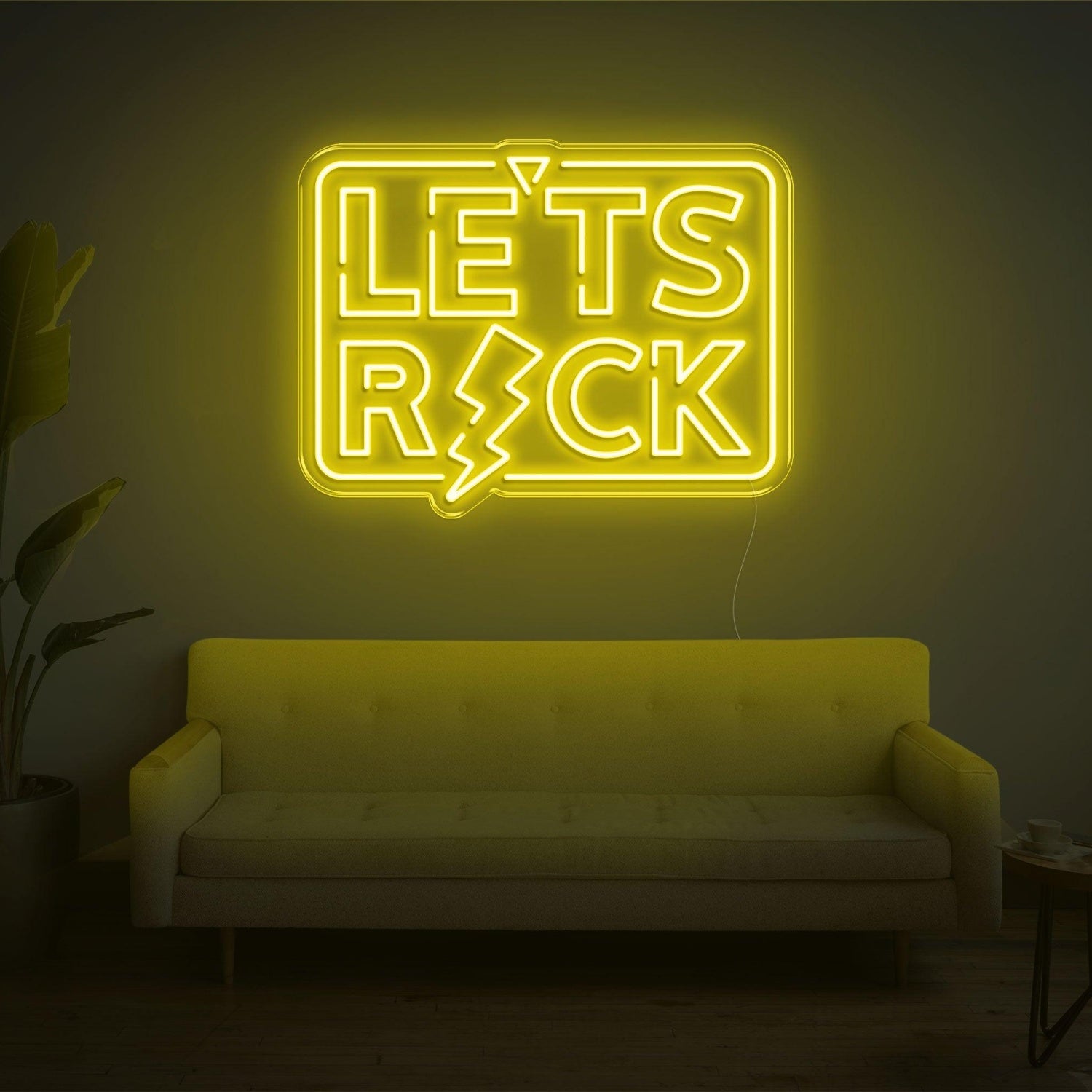 Lets Rock Blue Lightning Led Neon Sign For Living Room Lounge | Shineneon