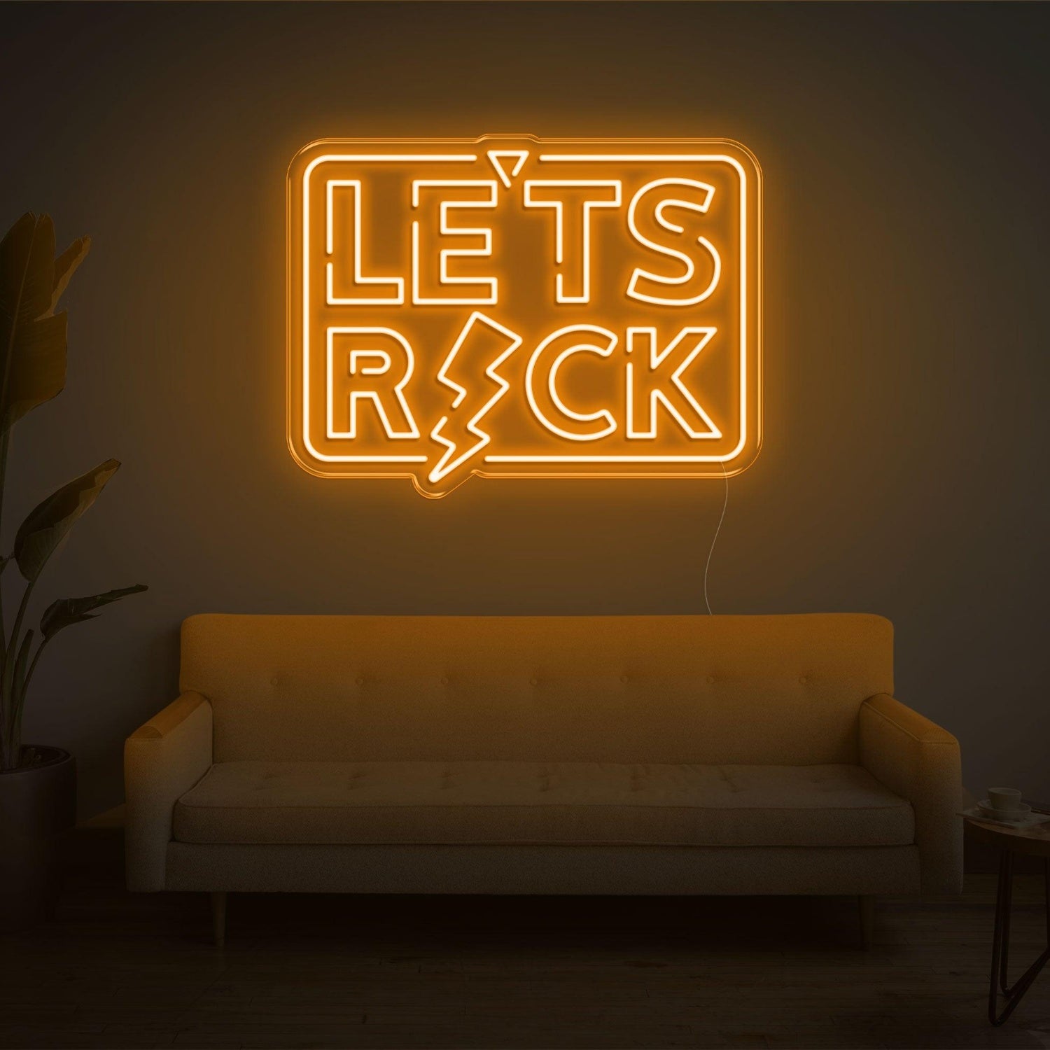 Lets Rock Blue Lightning Led Neon Sign For Living Room Lounge | Shineneon