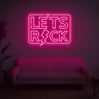 Lets Rock Blue Lightning Led Neon Sign For Living Room Lounge | Shineneon