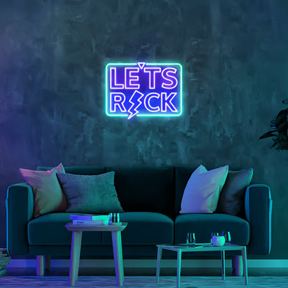 Lets Rock Music Neon Art Amplify Your Musical Vibes | Shineneon