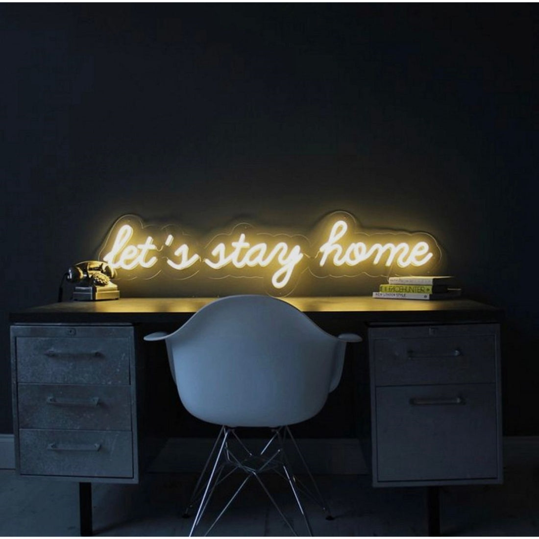 Lets Stay Home Led Sign Business Neon Sign Wall Art