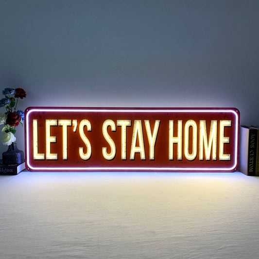 Lets Stay Home Led Sign Business Neon Signs Wall Art