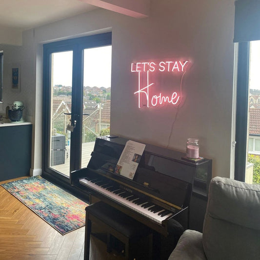 Lets Stay Home Led Sign Business Neon Signs Wall Art Decor