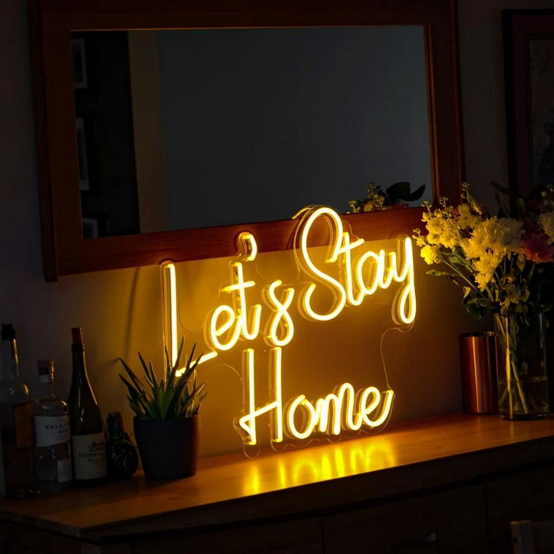 Lets Stay Home Led Sign Business Neon Signs Wall Decors