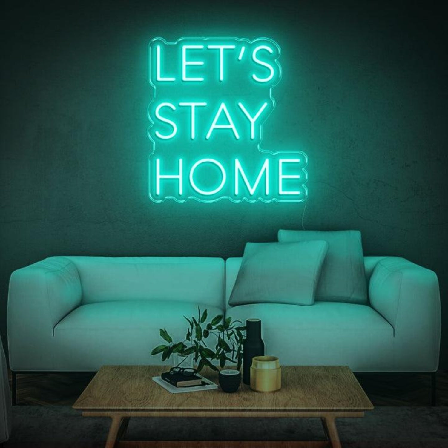 Lets Stay Home White Wave Led Neon Sign For Home Decor | Shineneon