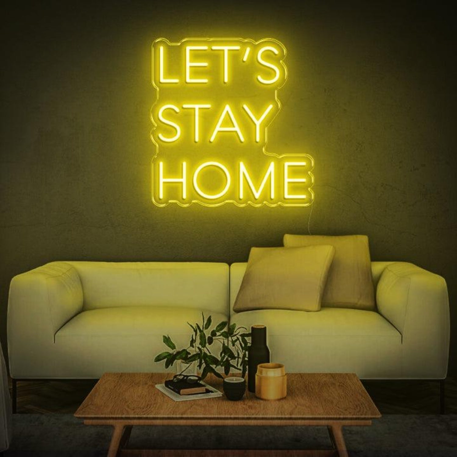 Lets Stay Home White Wave Led Neon Sign For Home Decor | Shineneon