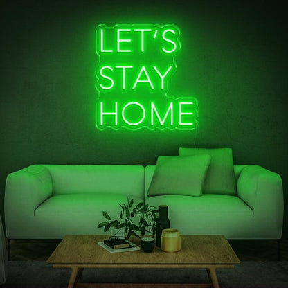 Lets Stay Home White Wave Led Neon Sign For Home Decor | Shineneon