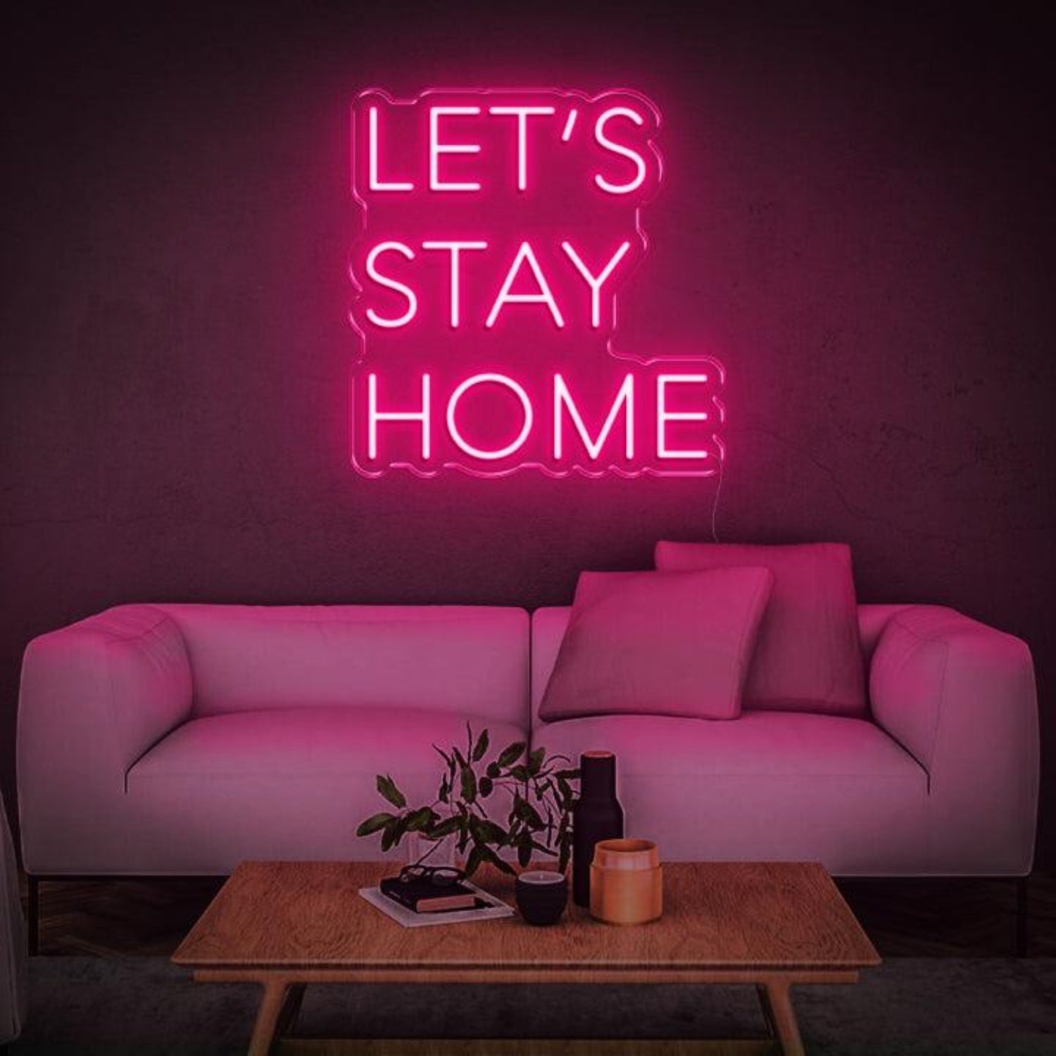 Lets Stay Home White Wave Led Neon Sign For Home Decor | Shineneon