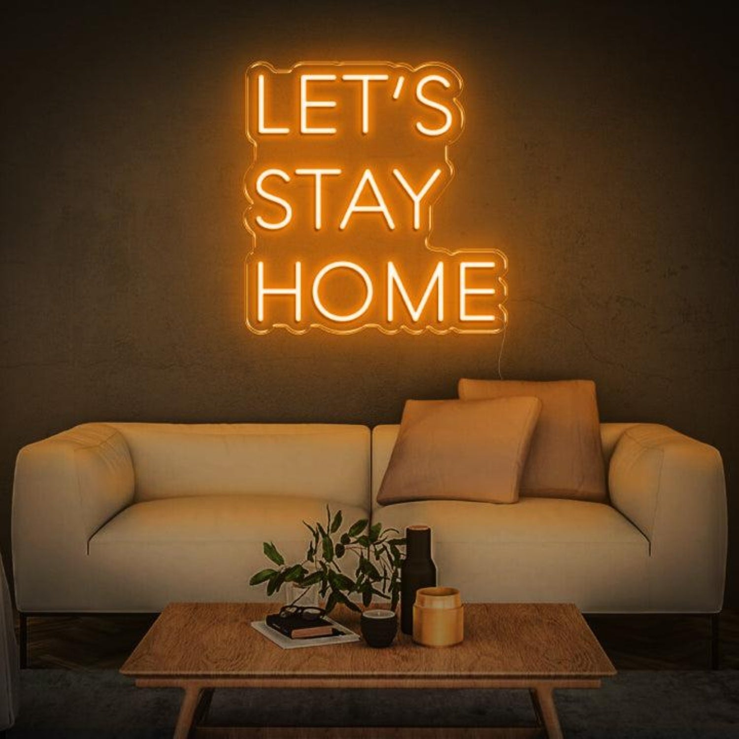Lets Stay Home White Wave Led Neon Sign For Home Decor | Shineneon