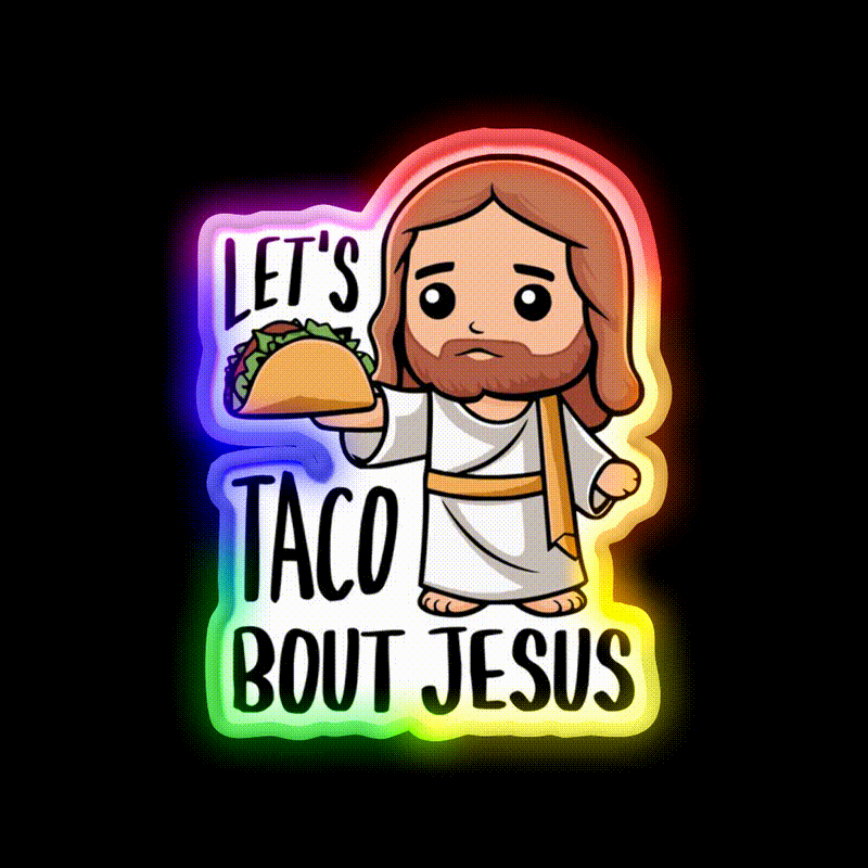 Lets Taco Bout Cute Taco Pun Taco Led Neon Sign Rgb Color - LED neon sign close-up detail