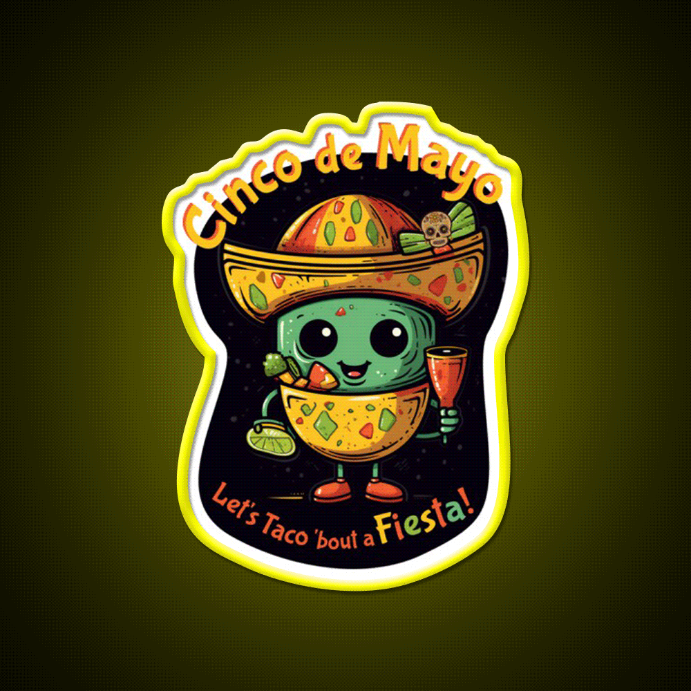 Lets Taco Bout Fiesta Taco Led Neon Sign Rgb Color - Custom LED neon sign front view