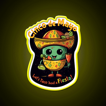 Lets Taco Bout Fiesta Taco Led Neon Sign Rgb Color - Custom LED neon sign front view