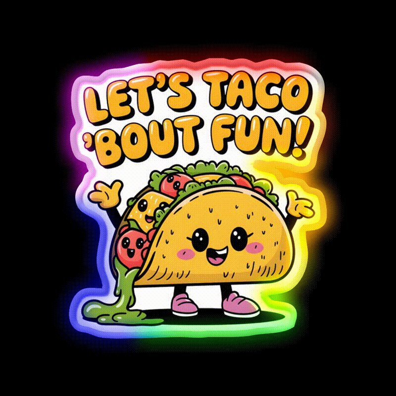 Lets Taco Bout Fun Taco Led Neon Sign Rgb Color - LED neon sign close-up detail