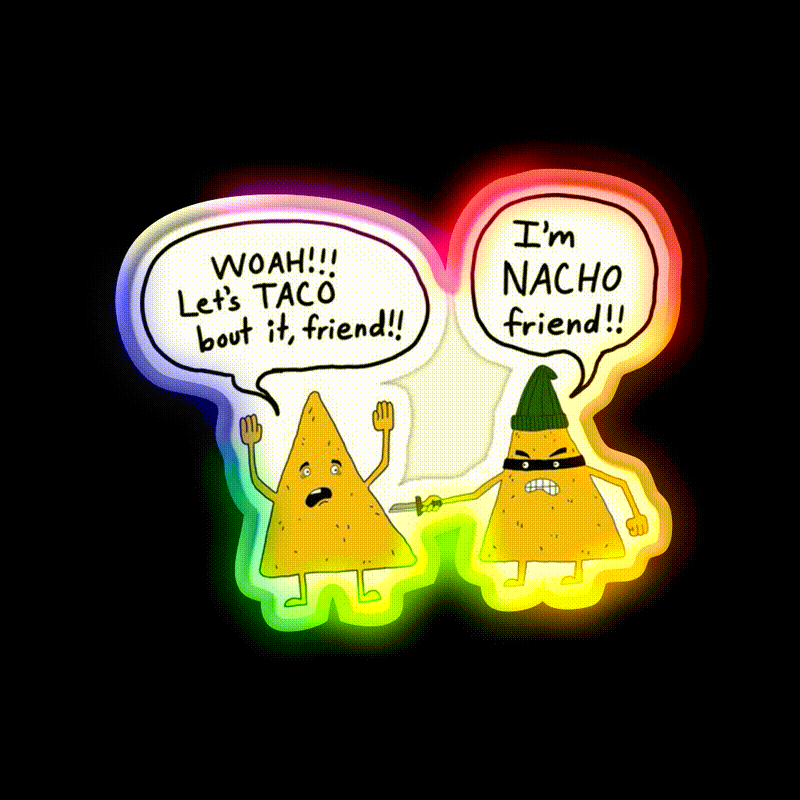 Lets Taco Bout It Taco Led Neon Sign Food Neon Sign Mexican Bar Rgb Color - LED neon sign close-up detail