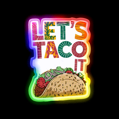 Lets Taco Bout It Taco Led Neon Sign Kitchen Sign Led Neon Light Rgb Color - LED neon sign close-up detail