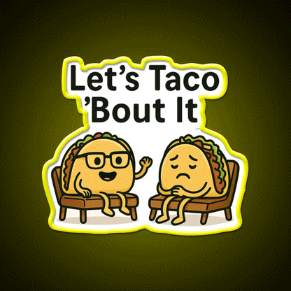Lets Taco Bout It Taco Led Neon Sign Kitchen Sign Taco Light Rgb Color - Custom LED neon sign front view