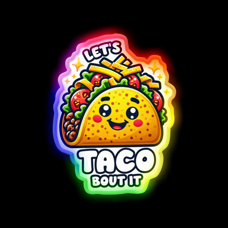 Lets Taco Bout It Taco Led Neon Sign Led Sign Gift Kitchen Sign Rgb Color - LED neon sign close-up detail
