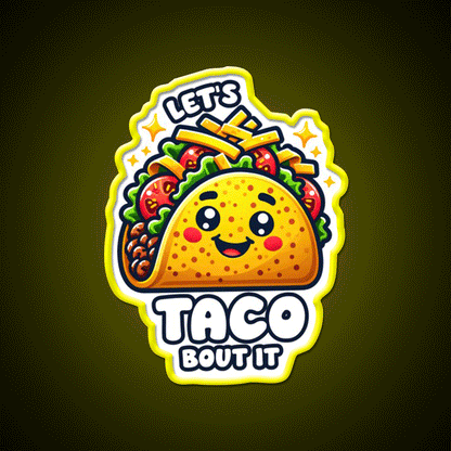 Lets Taco Bout It Taco Led Neon Sign Led Sign Gift Kitchen Sign Rgb Color - Custom LED neon sign front view