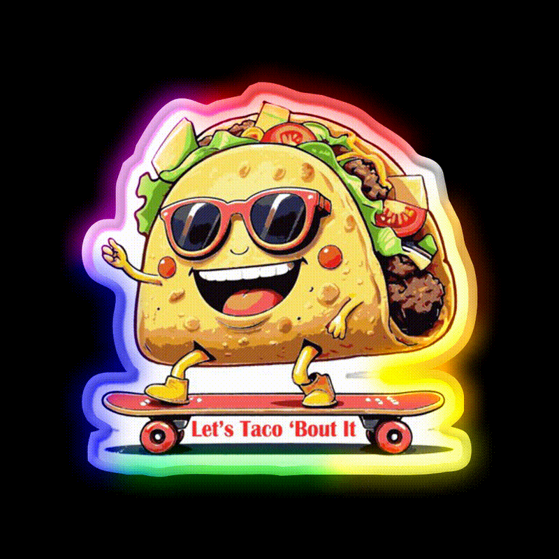 Lets Taco Bout It Taco Led Neon Sign Wall Light Kitchen Sign Rgb Color - LED neon sign close-up detail