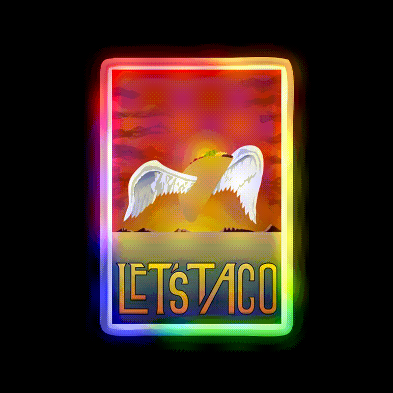Lets Taco Led Neon Sign Mexican Food Sign Rgb Color - LED neon sign close-up detail