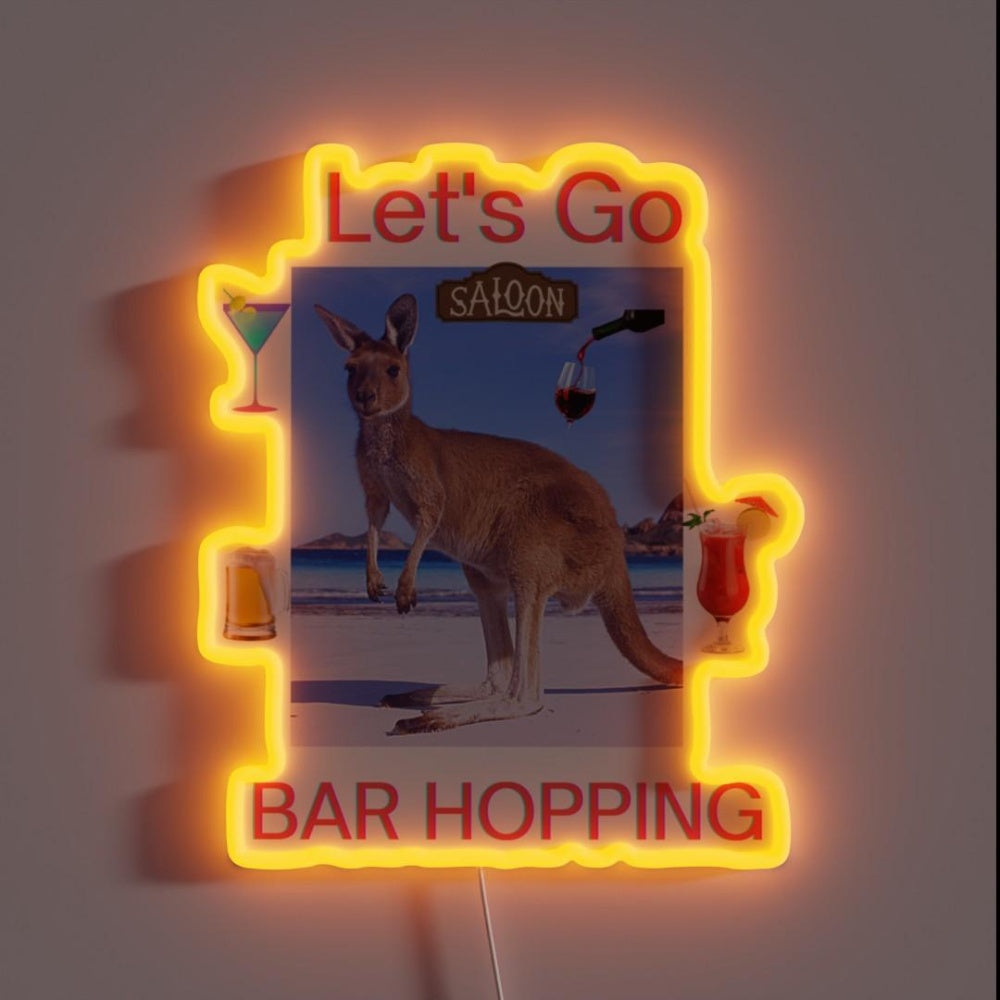 Letsgo Bar Hopping Rgb Led Neon Sign - Custom LED neon sign front view