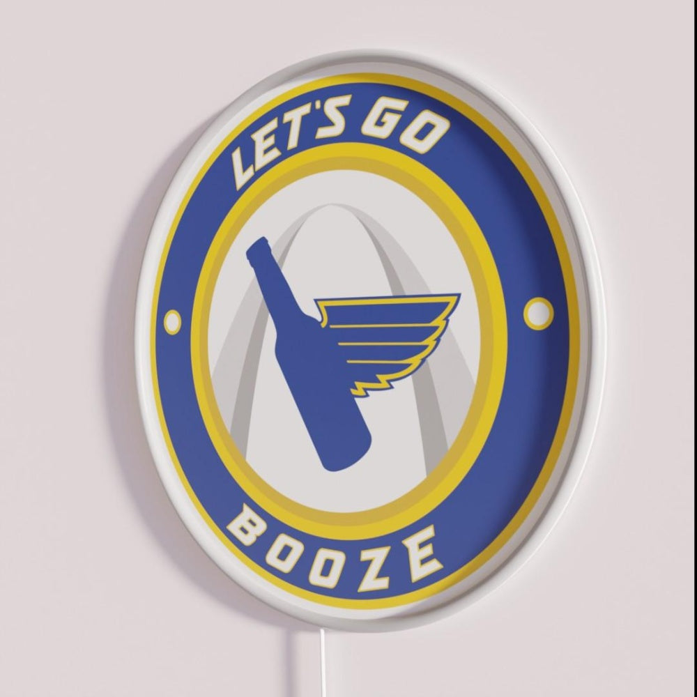 Letsgo Booze Rgb Led Neon Sign - Neon sign mounted on wall in room