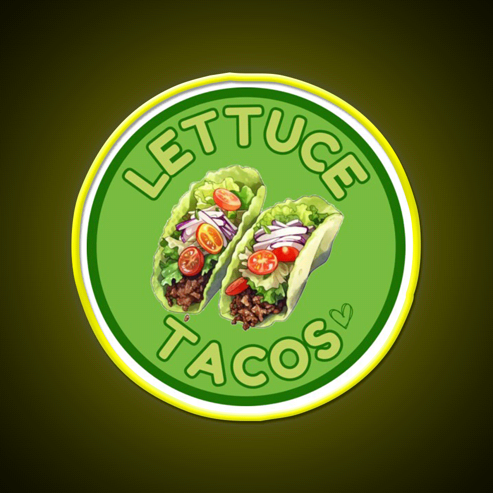 Lettuce Taco Led Neon Sign Mexican Food Sign Rgb Color - Custom LED neon sign front view