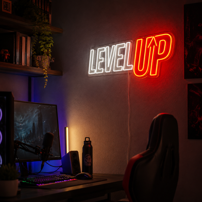 Level Up LED Neon Sign Wall Neon Sign - 03 Real Lifestyle Scene