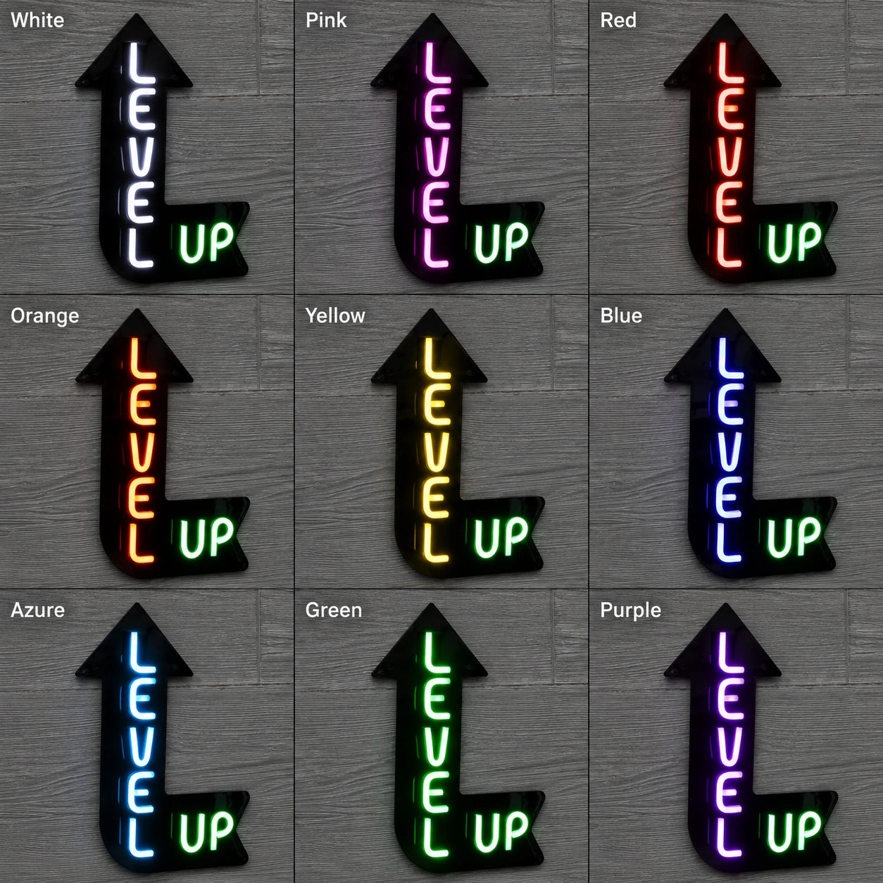 Level Up Man Cave LED Neon Sign day and night comparison
