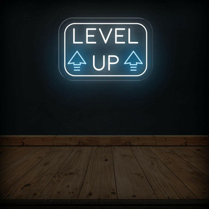 Level Up Pink Purple Light Blue Arrows Led Neon Sign For Gaming Room Studio | Shineneon