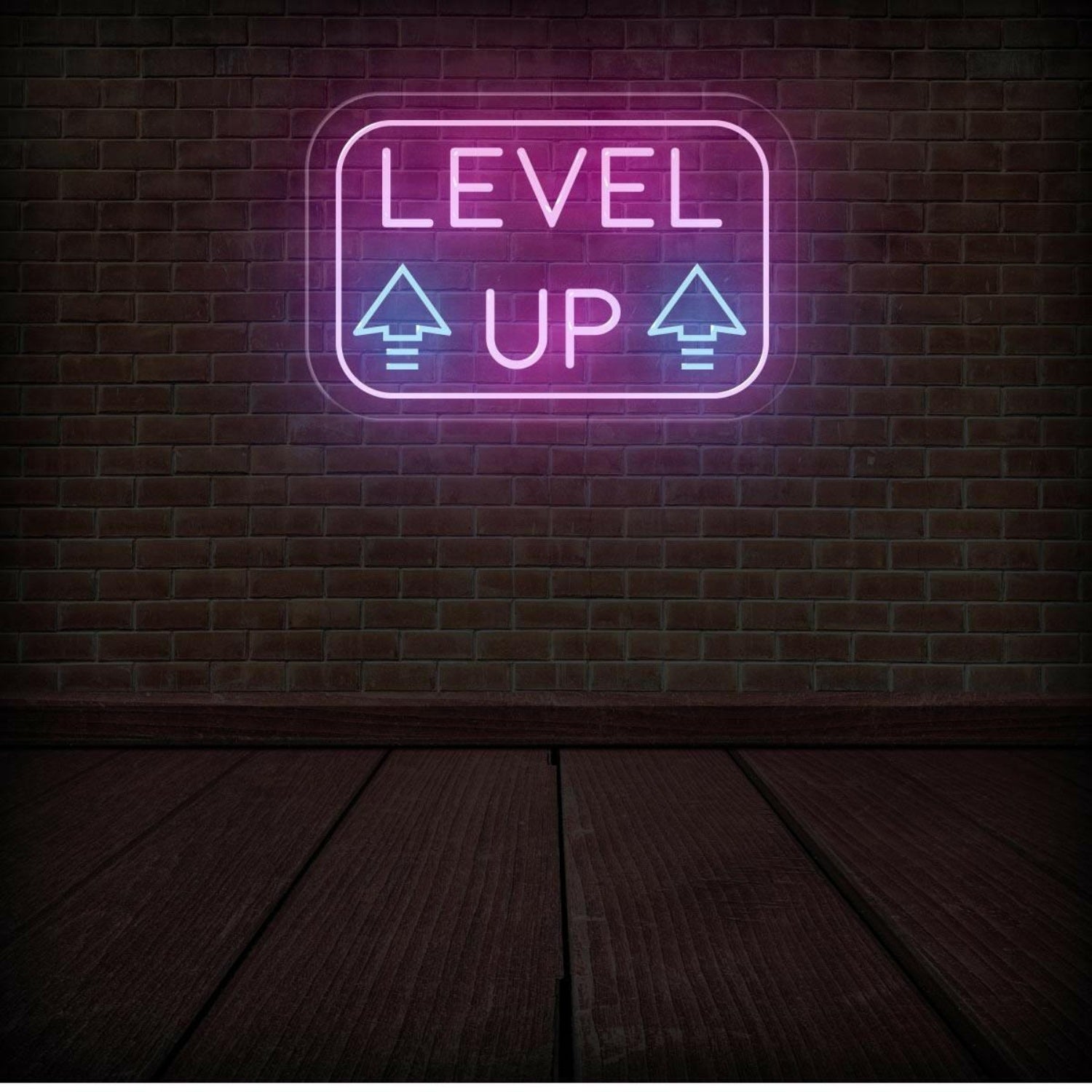 Level Up Pink Purple Light Blue Arrows Led Neon Sign For Gaming Room Studio | Shineneon