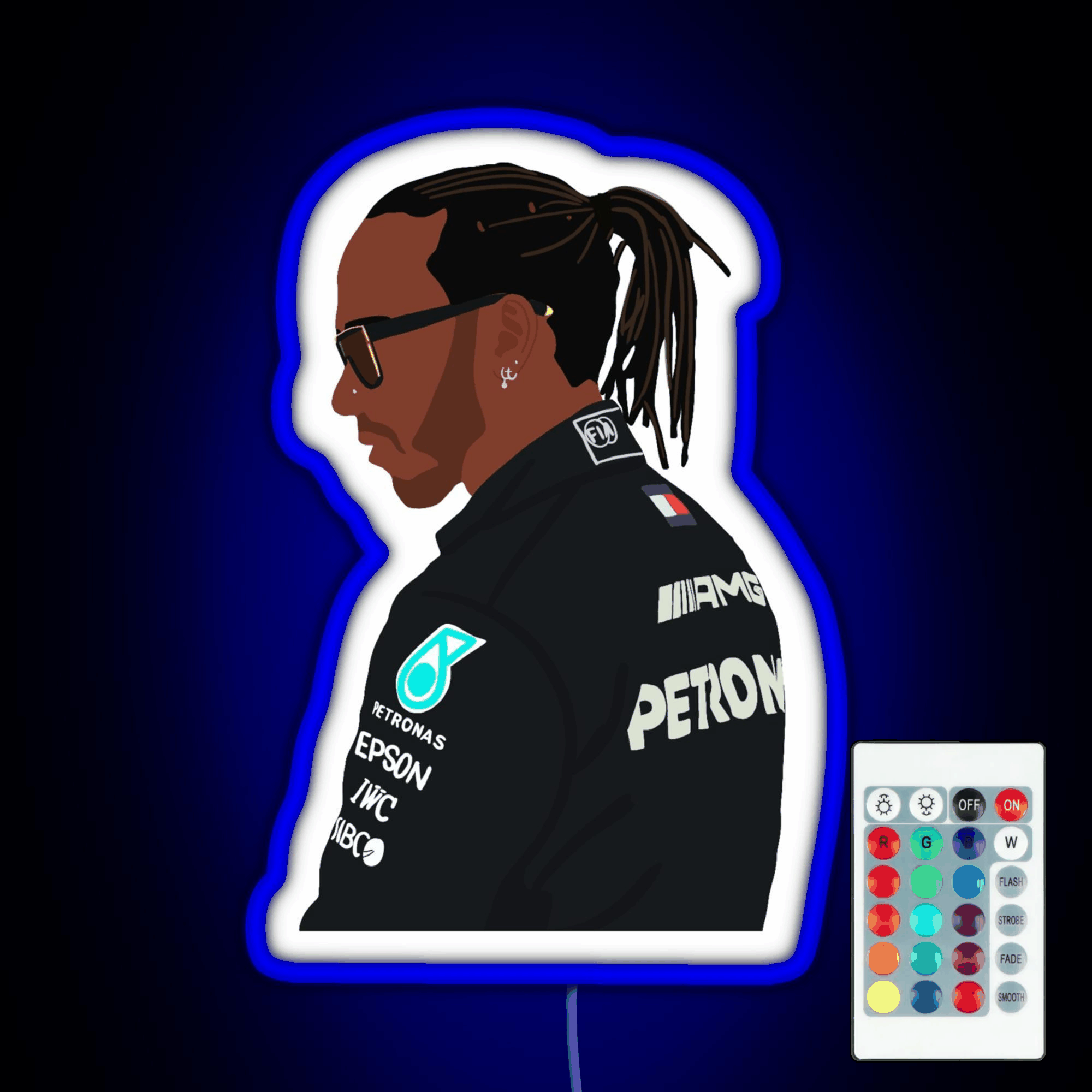 Lewis Hamilton For Mercedes At 2021 Pre Season Testing At Bahrain Rgb Led Neon Sign Pop Wall Art