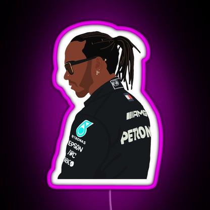 Lewis Hamilton For Mercedes At 2021 Pre Season Testing At Bahrain Rgb Led Neon Sign Pop Wall Art - Shineneon