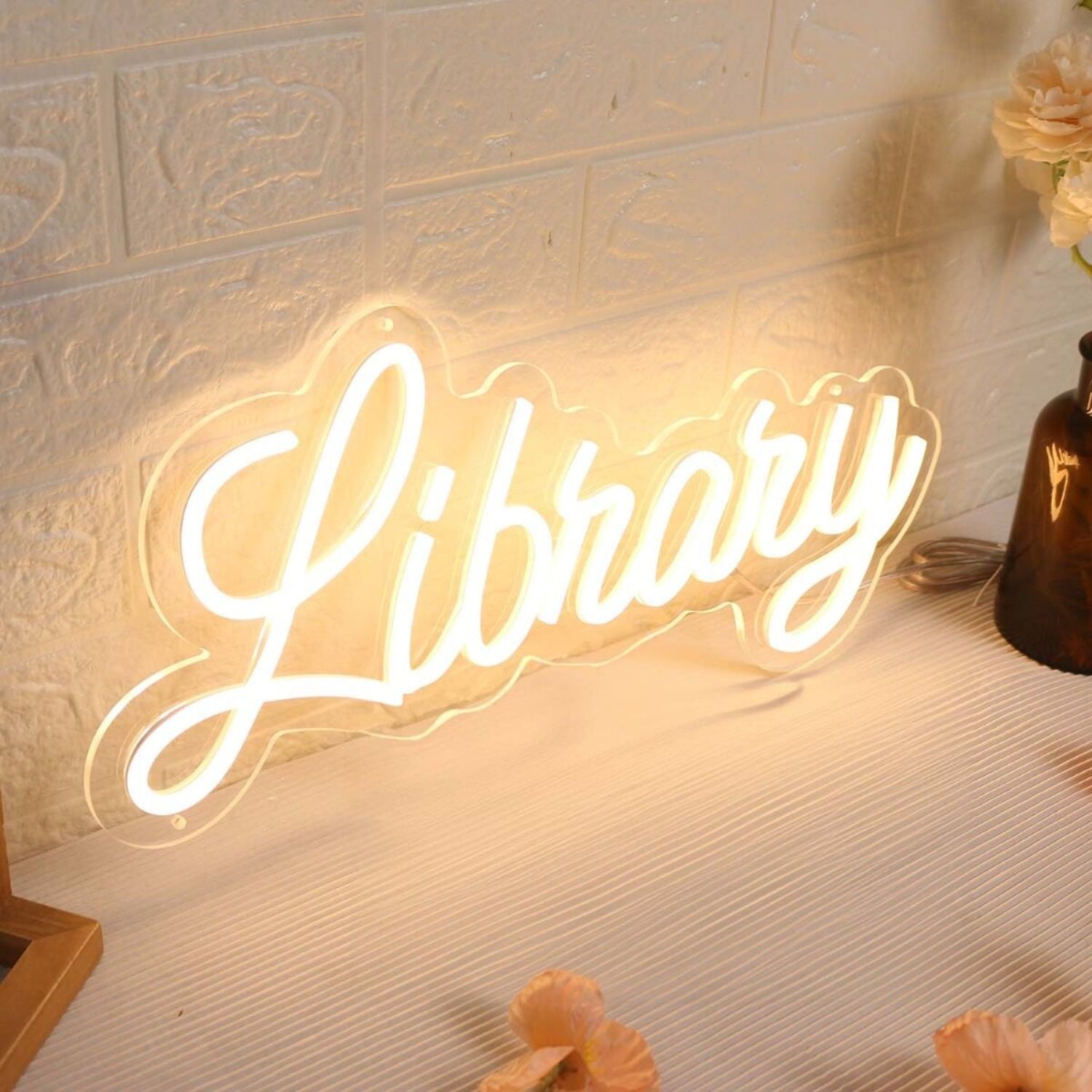 Library Yellow Neon Sign For Quiet And Informative Spaces | Shineneon