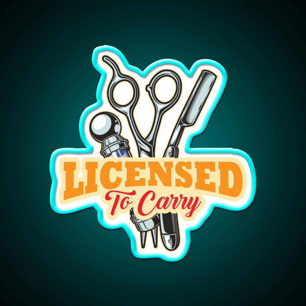 Licensed To Carry Barber Beard Barber Shop Haircut Led Neon Sign