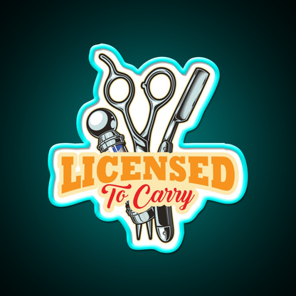 Licensed To Carry Barber Beard Barber Shop Haircut Led Neon Sign