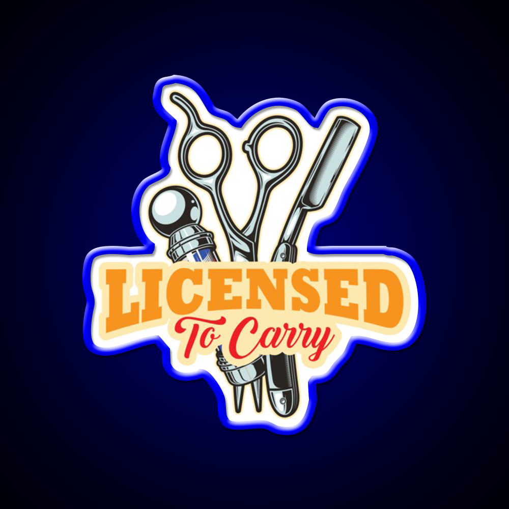 Licensed To Carry Barber Beard Barber Shop Haircut Led Neon Sign