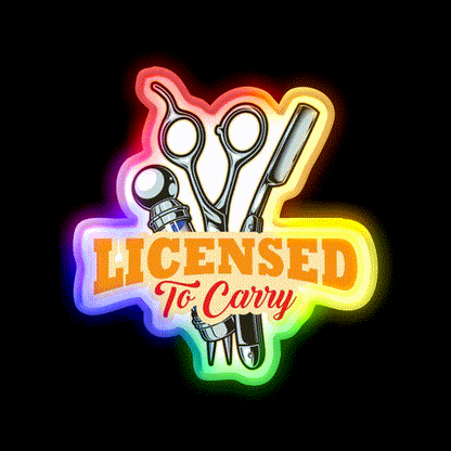 Licensed To Carry Barber Beard Barber Shop Haircut Led Neon Sign