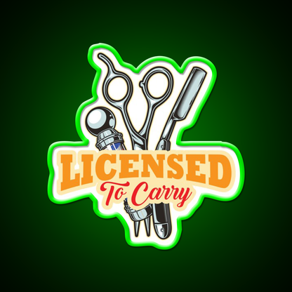 Licensed To Carry Barber Beard Barber Shop Haircut Led Neon Sign