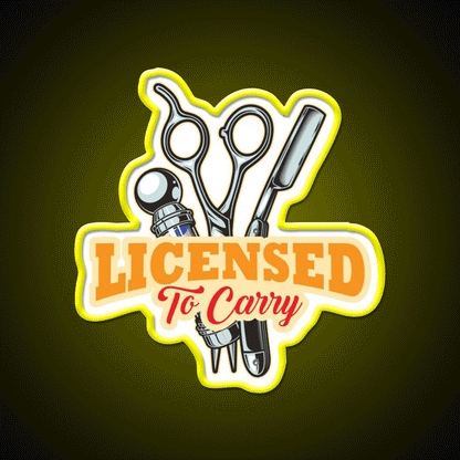 Licensed To Carry Barber Beard Barber Shop Haircut Led Neon Sign
