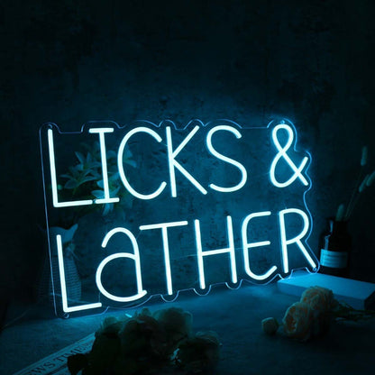 Licks And Lather Blue Led Neon Sign - Shineneon