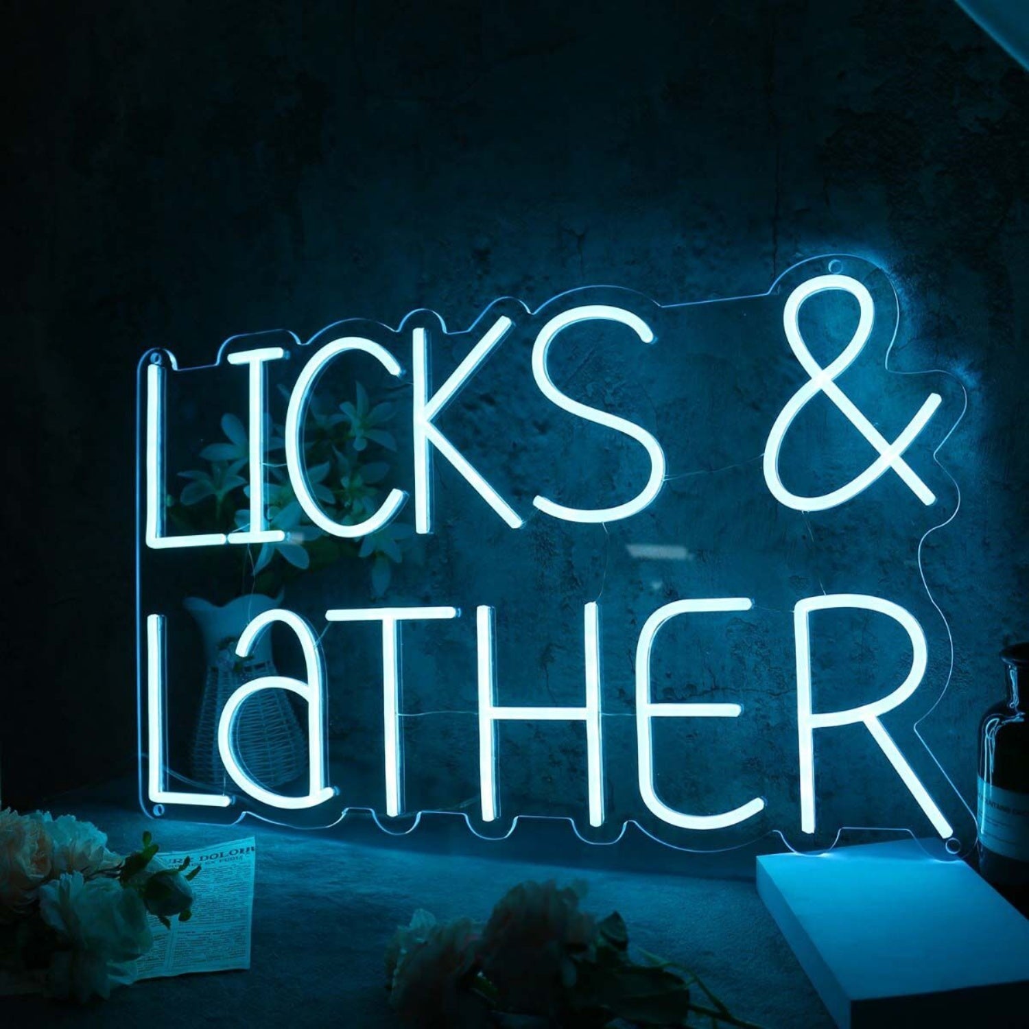 Licks And Lather Blue Led Neon Sign - Shineneon