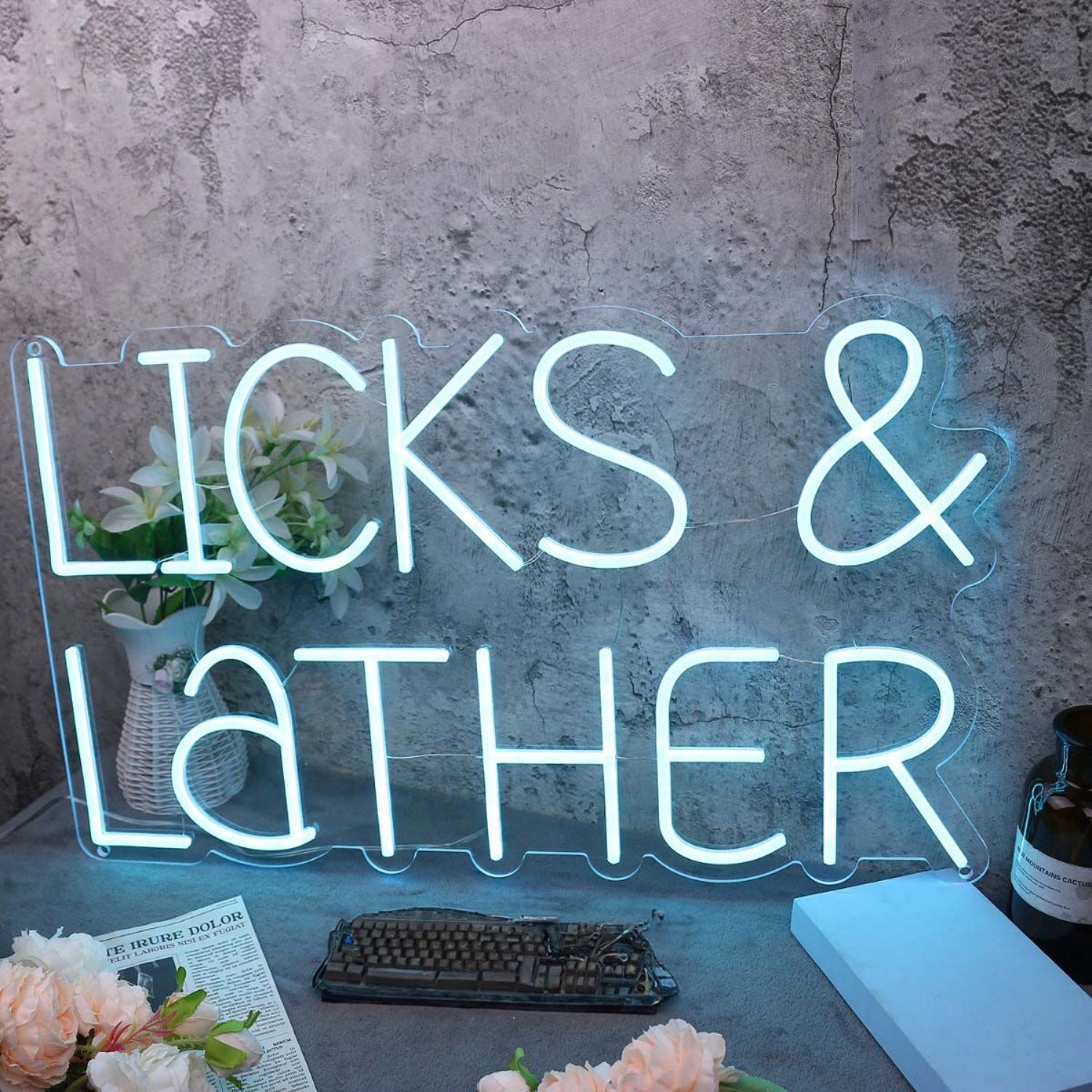 Licks And Lather Blue Led Neon Sign - Shineneon
