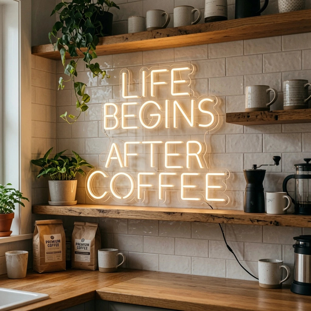 Life Begins After Coffee LED Neon Sign - 03 Real Lifestyle Scene