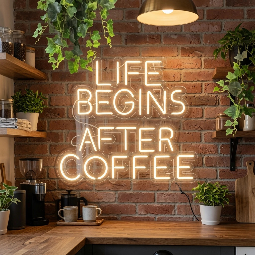 Life Begins After Coffee LED Neon Sign Wall Neon Sign - 03 Real Lifestyle Scene