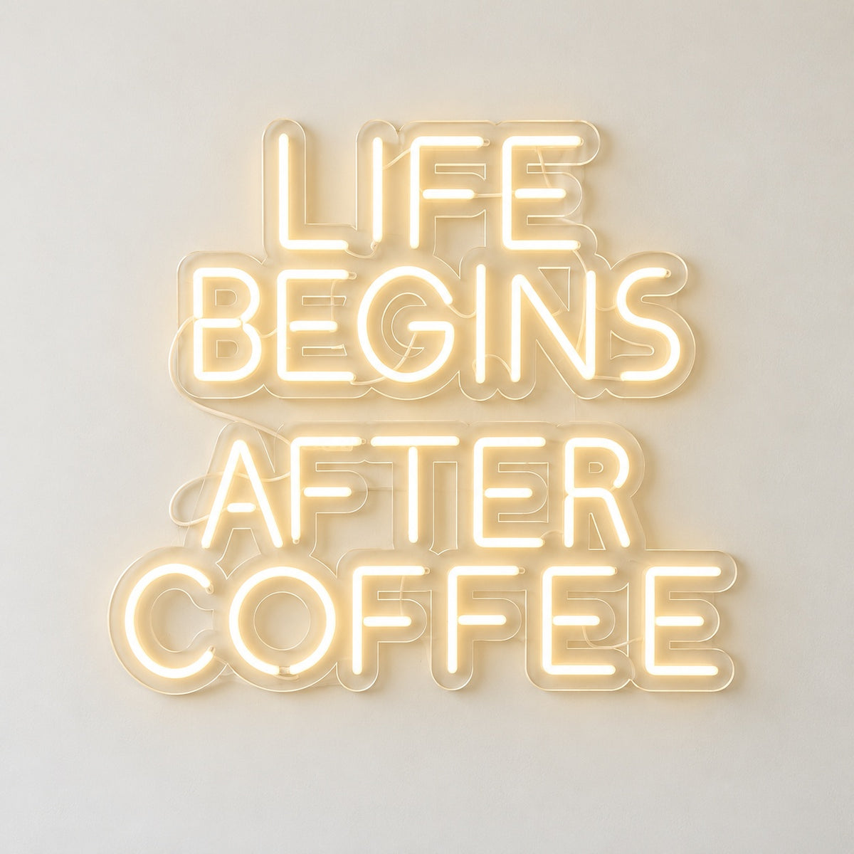 Life Begins After Coffee LED Neon Sign - natural light view