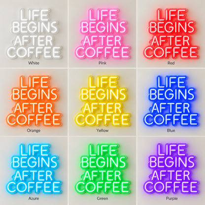 Life Begins After Coffee LED Neon Sign - nine-color grid